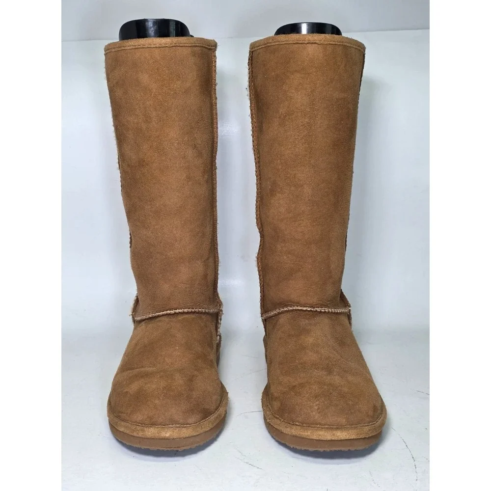 L.L. Bean Boots Women's Size 6 Medium Brown Suede Fur Tall Winter Shoes